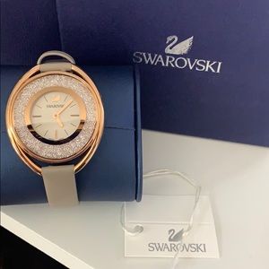 Swarovski Rose Gold Tan Leather Watch